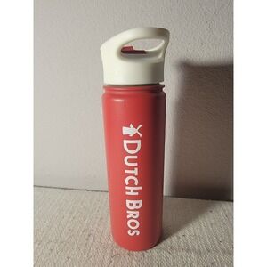 Dutch Bros Coffee Insulated Stainless Steel Water Bottle 20oz Red White Lid